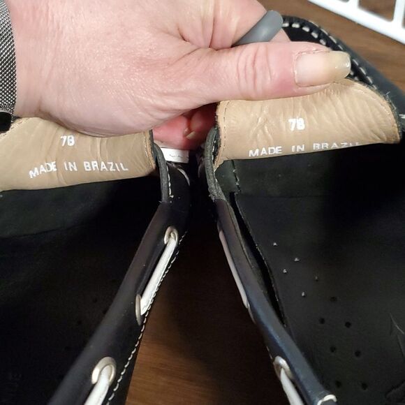 David Richard Ltd x Saks Fifth Avenue‎ Women's Black Leather Boat Deck Shoes 7B - Picture 7 of 9